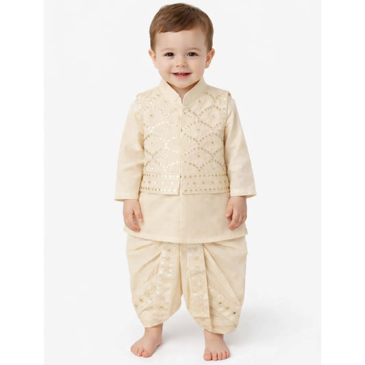 Boski Embroidery Dhoti Kurta With Waistcoat (C&W DH2604)