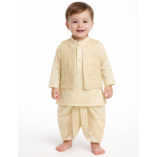 Boski Embroidery Dhoti Kurta With Waistcoat (C&W DH2602)