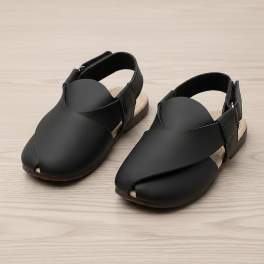 Black Peshawri Chappal - Matt